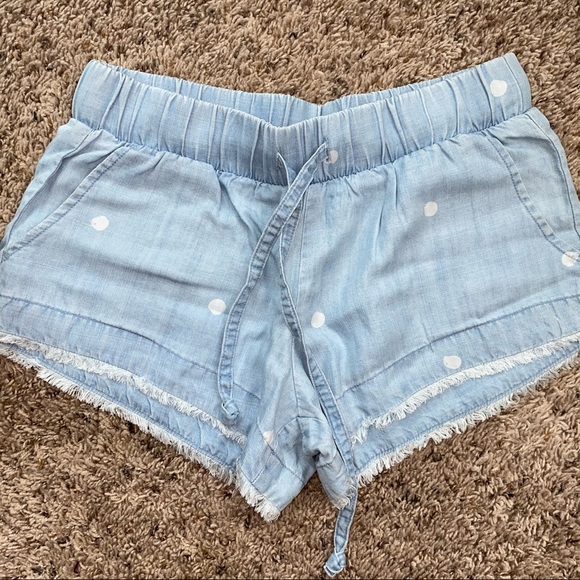 Anthropologie Polka Dot Raw Edge Tencel Shorts - Picture 3 of 7